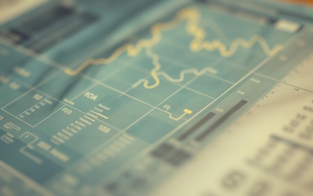 Close-up of a translucent medical chart with soft data lines on warm paper